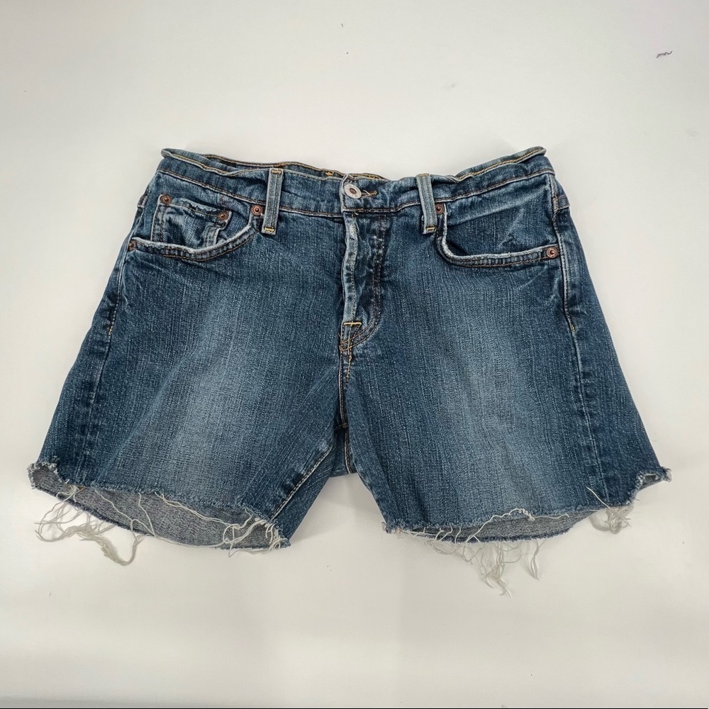 Lucky Brand Cut Off Distressed Button Fly Jean Shorts Size 4 (27) Women’s